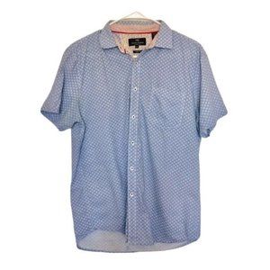 Michael Brandon Mens Button Up Shirt Blue Sz Medium Slim Fit Short Sleeve Casual